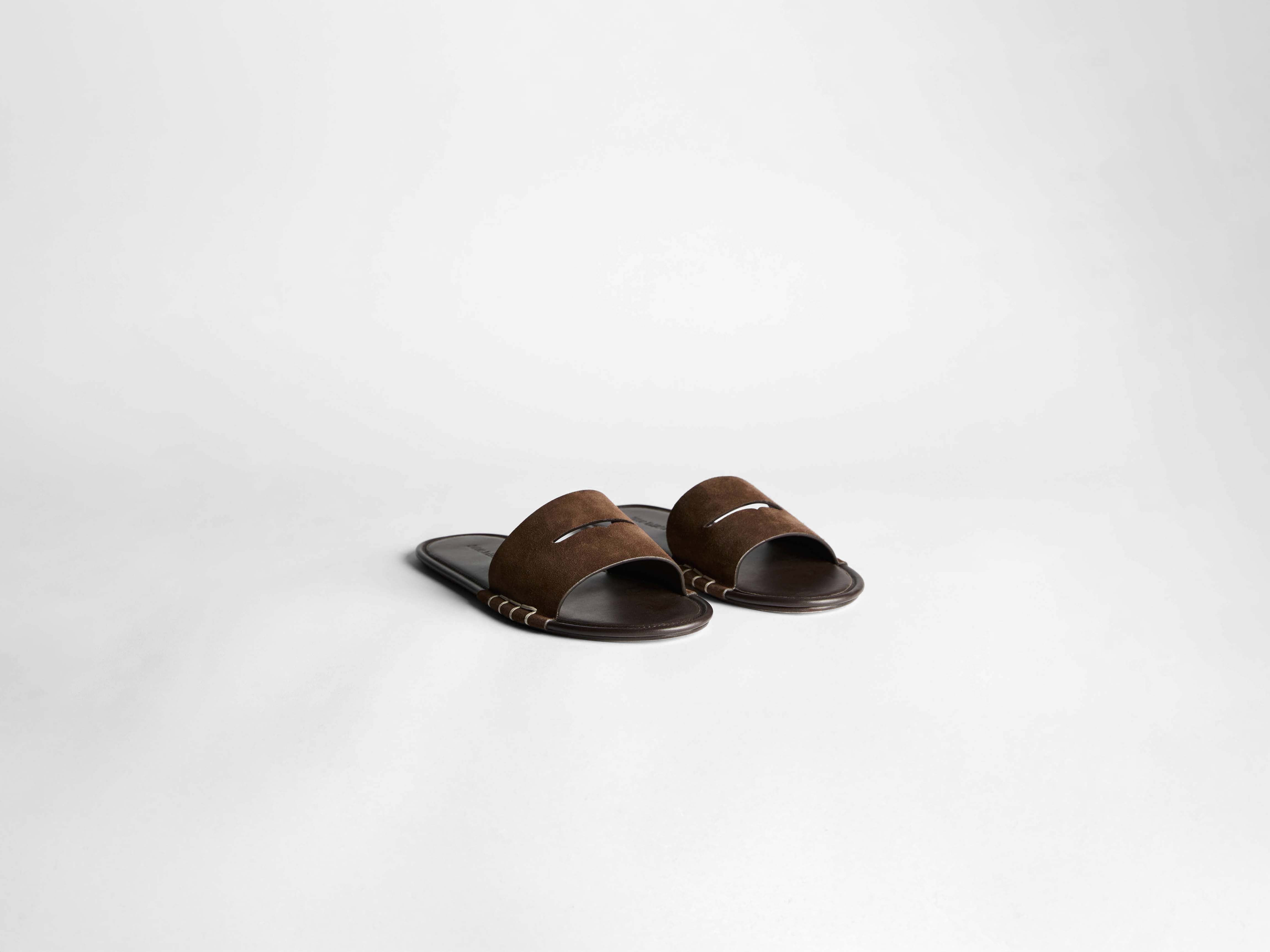 MENS LOAFER SLIDE MULES IN BROWN - 4