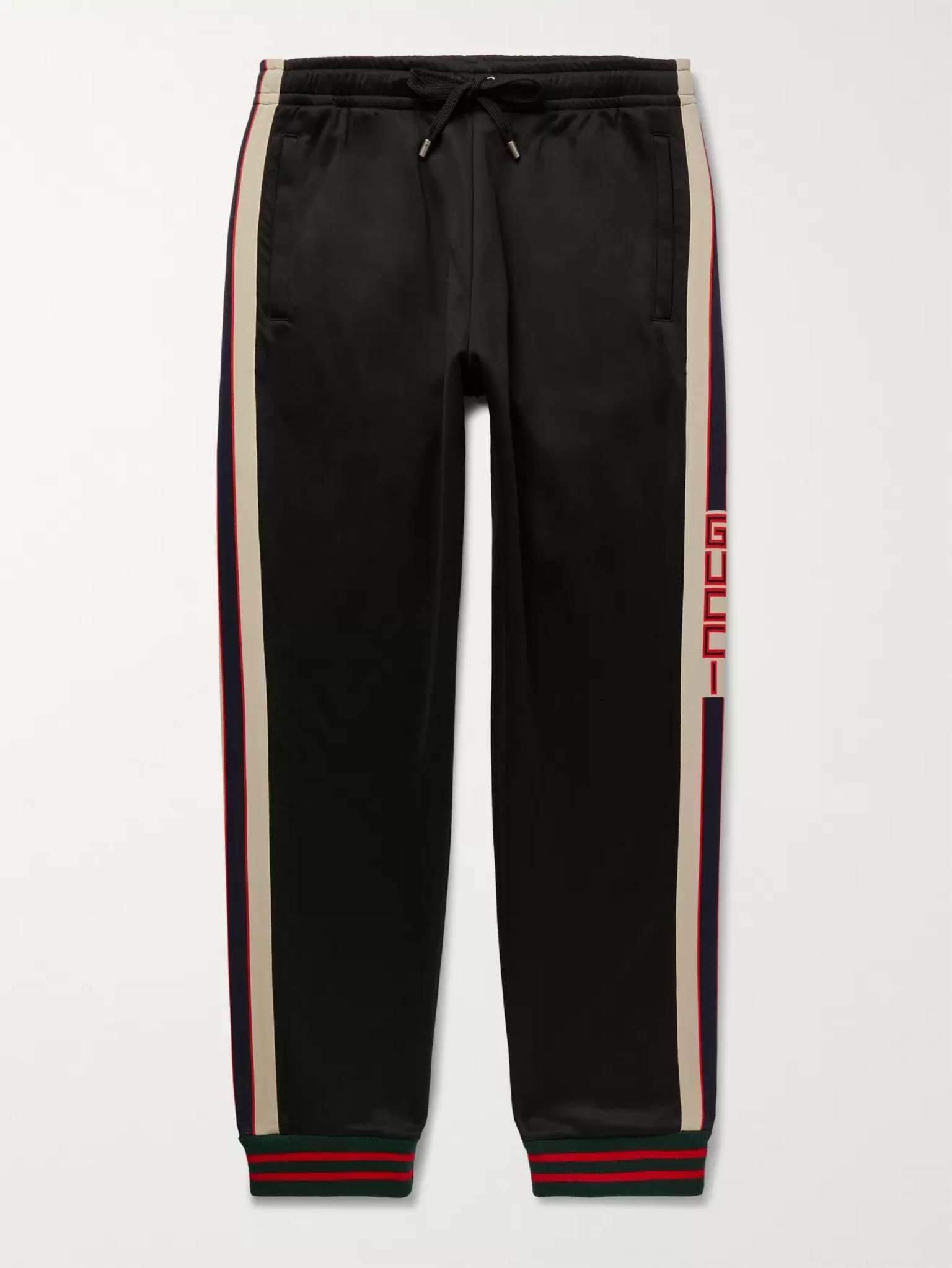 Tapered Webbing-Trimmed Tech-Jersey Track Pants - 1