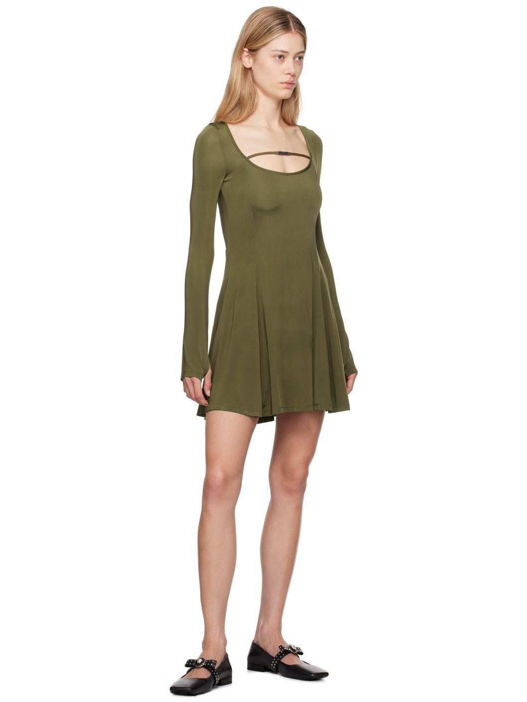 Khaki Flared Minidress - 4