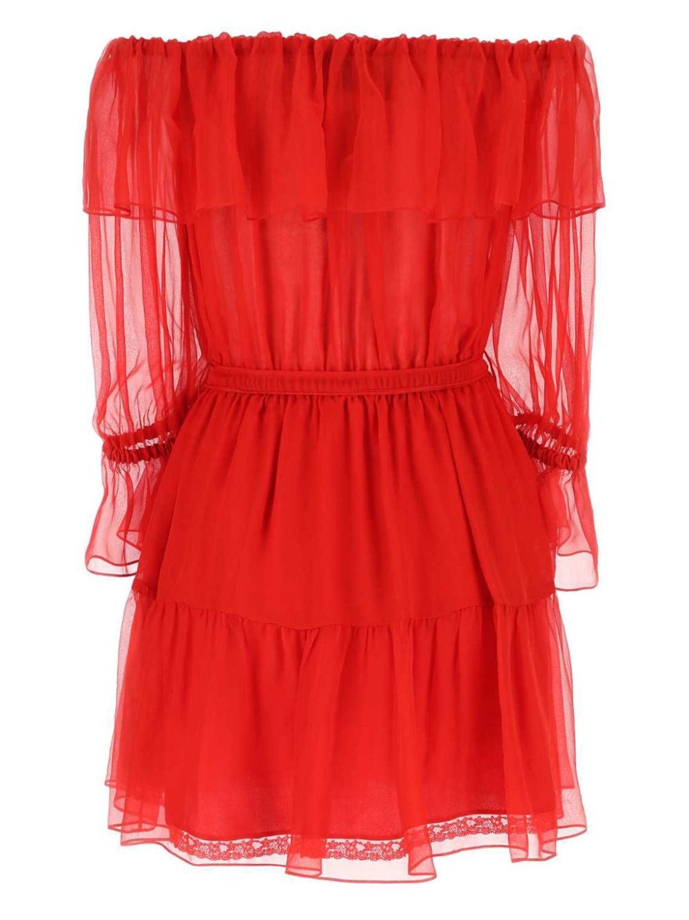 off-shoulder silk-chiffon dress - 2