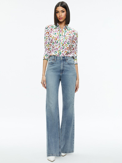 Alice + Olivia WILLA PLACKET TOP WITH PIPING outlook