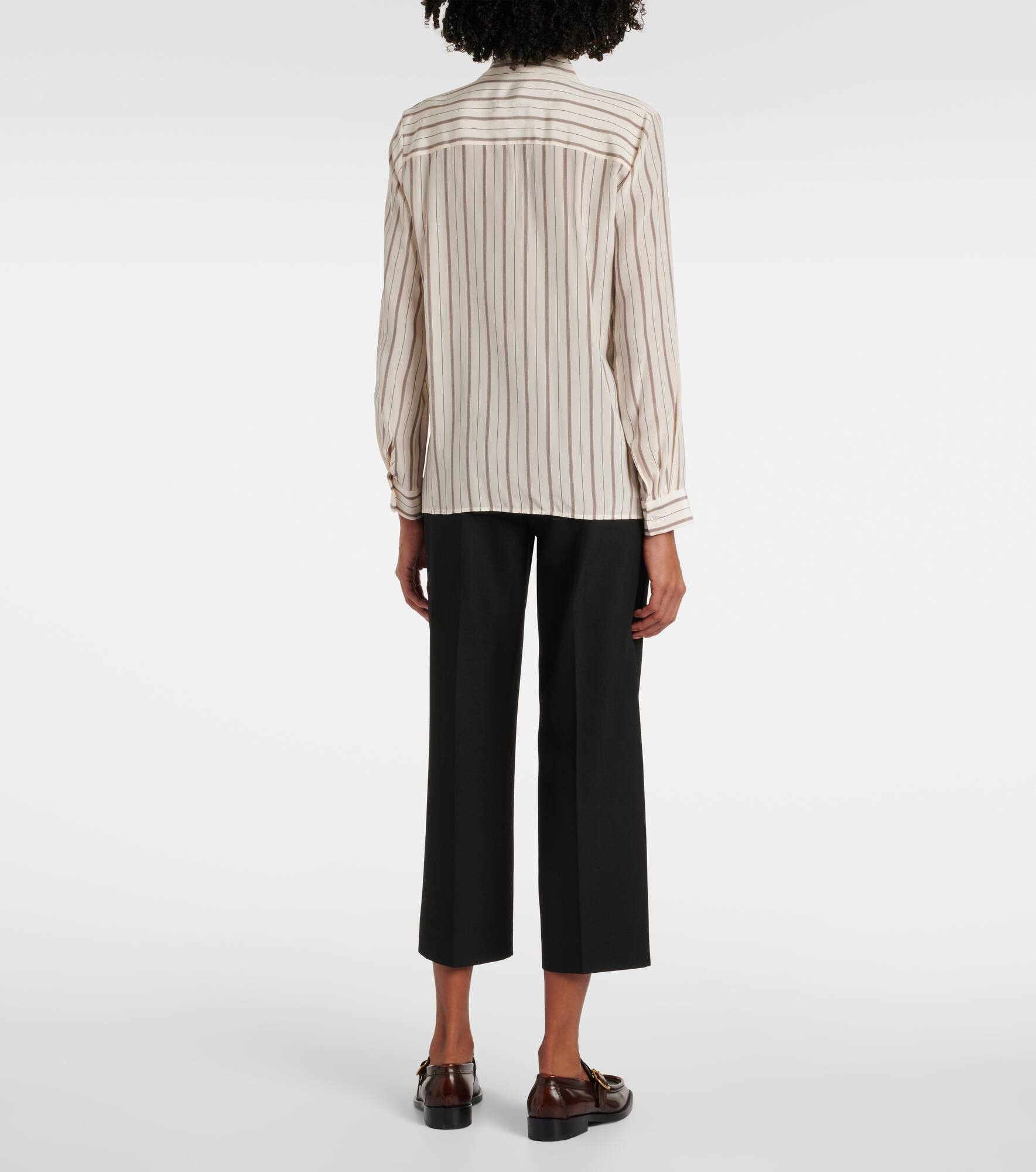 Angelique tie-neck striped silk blouse - 3