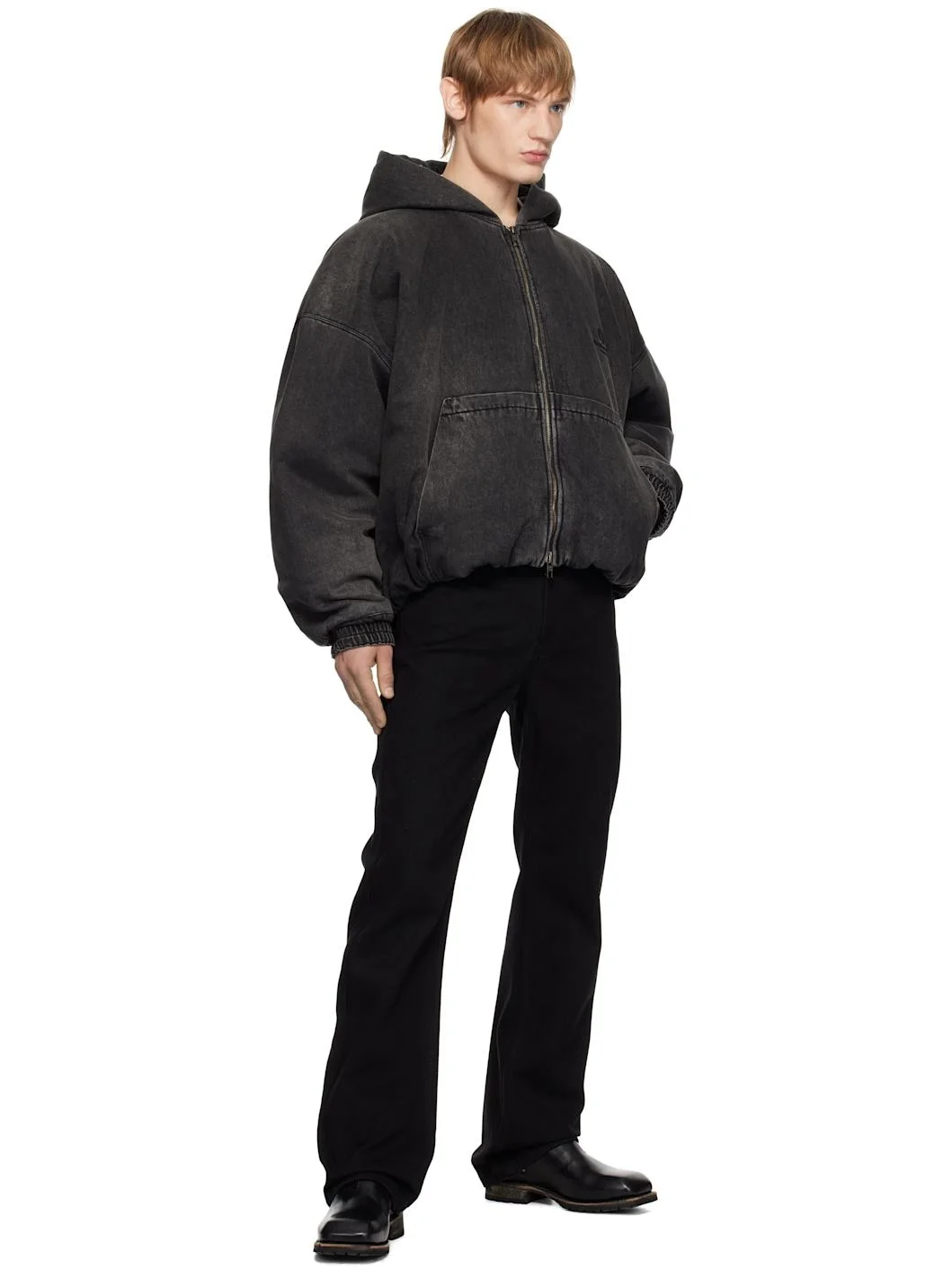 Wooyoungmi Gray Denim Hooded Jacket | REVERSIBLE