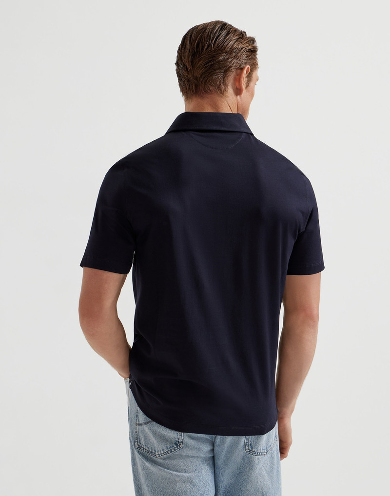 Brunello Cucinelli Cotton jersey polo with shirt-style collar outlook