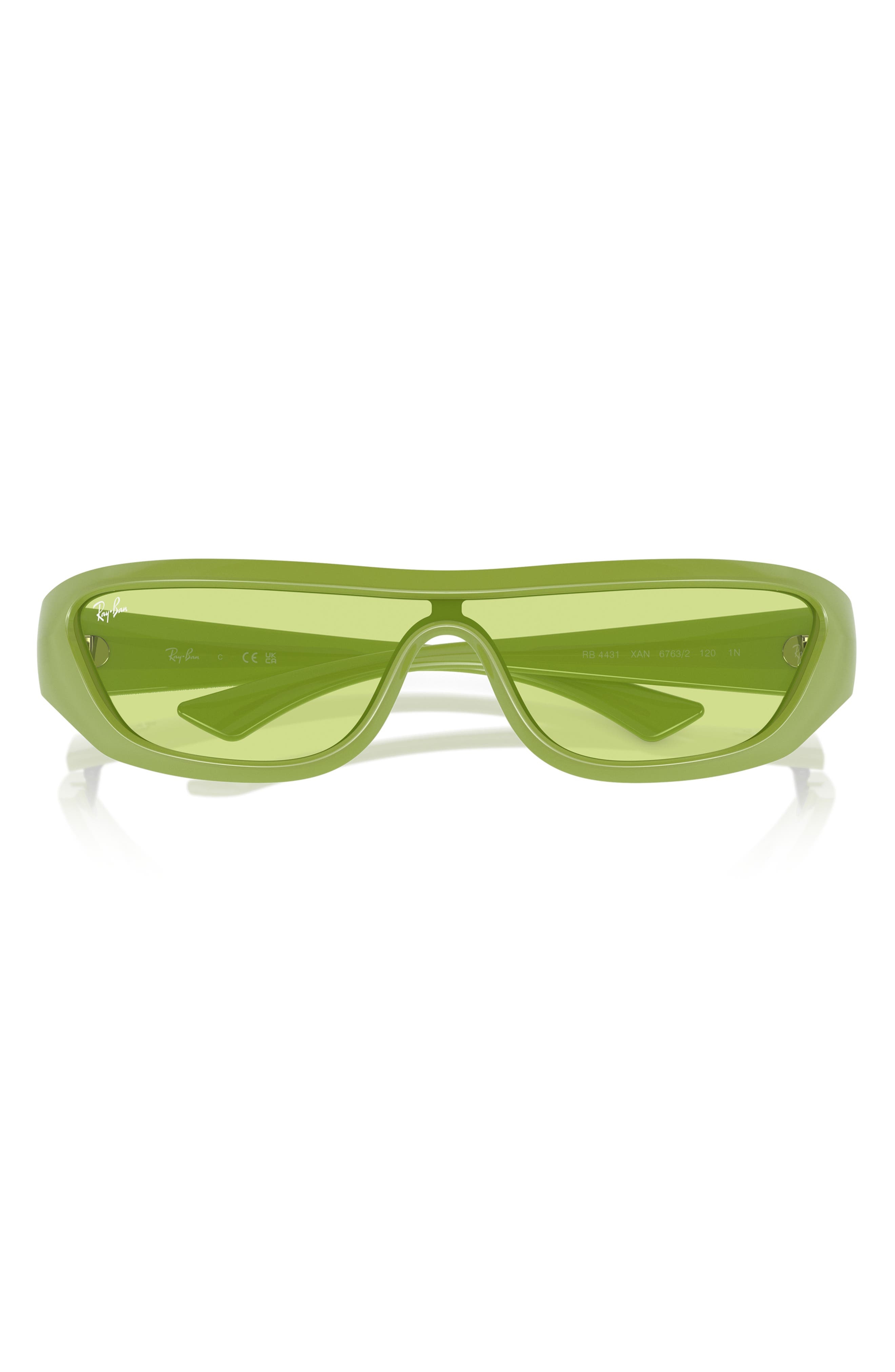 Ray-Ban Xan 134mm Wraparound Sunglasses in Green at Nordstrom - 1