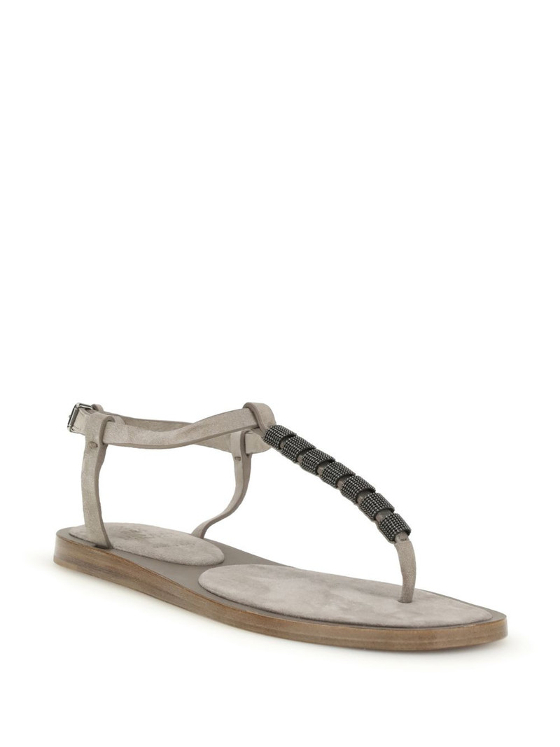 Brunello Cucinelli beaded-strap sandals outlook