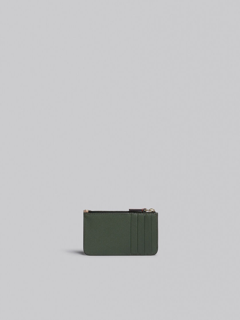 BROWN MULTICOLOUR SAFFIANO LEATHER CARD CASE - 3