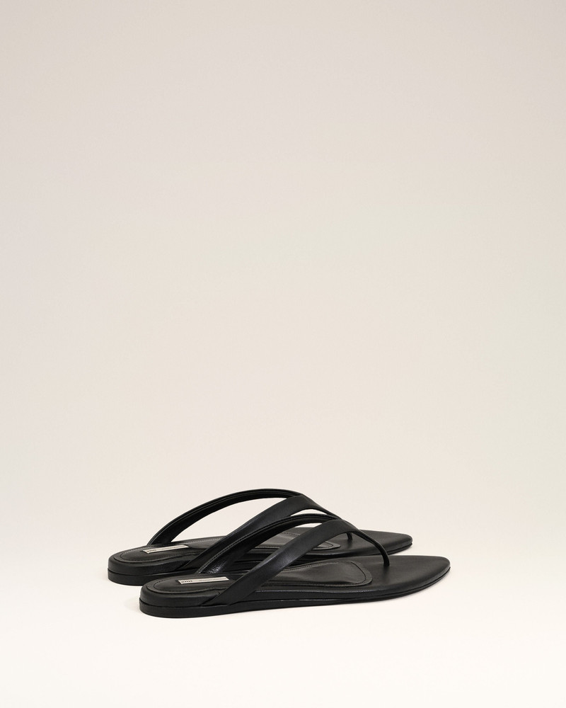 BLACK LAMB LEATHER POINTED TOE FLIP FLOPS 4