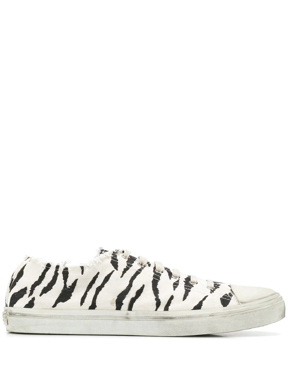 zebra print distressed detail sneakers - 1