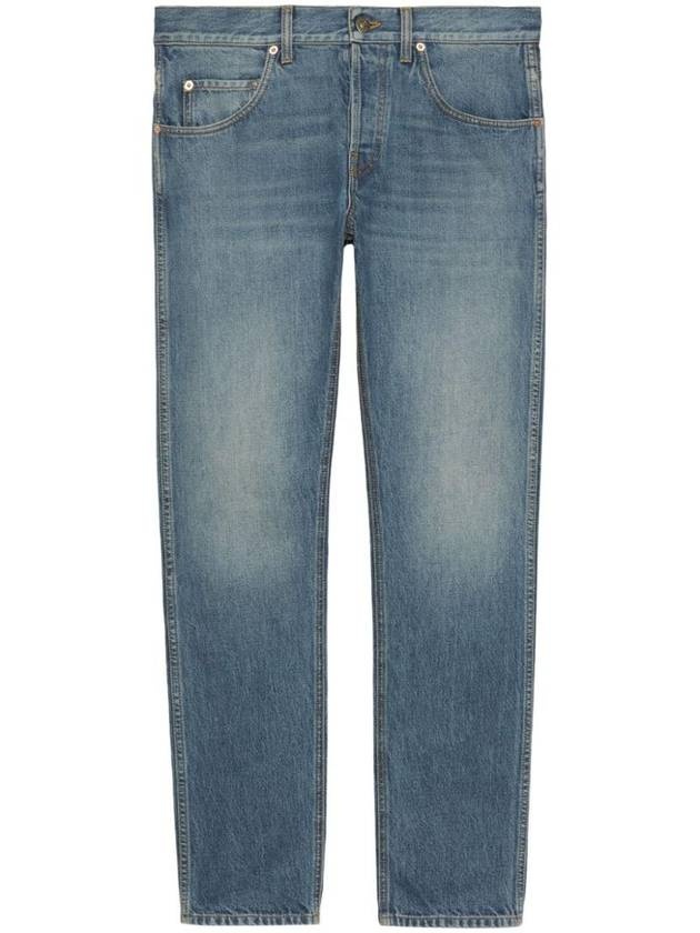 Leather Label Denim Jeans Blue - 1