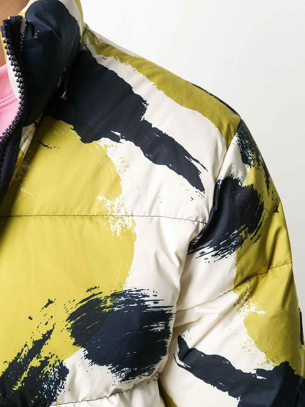 brush stroke print padded jacket - 5