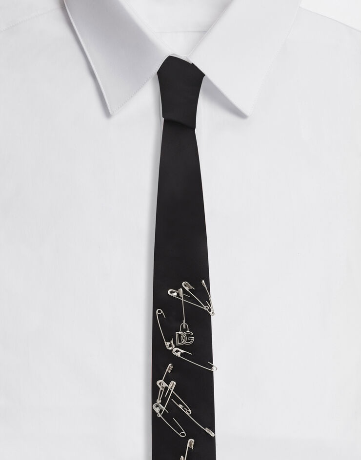6-cm silk blade tie with safety pins - 1