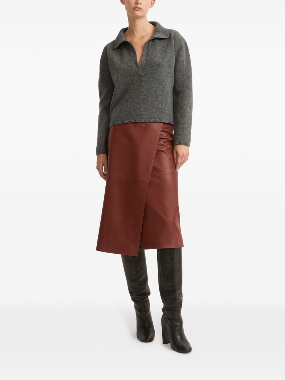 leather wrap skirt - 2