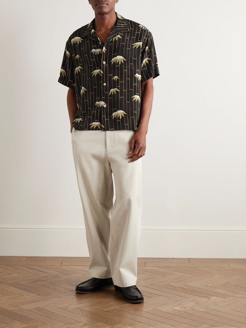 visvim Copa Camp-Collar Printed Silk Shirt Black outlook