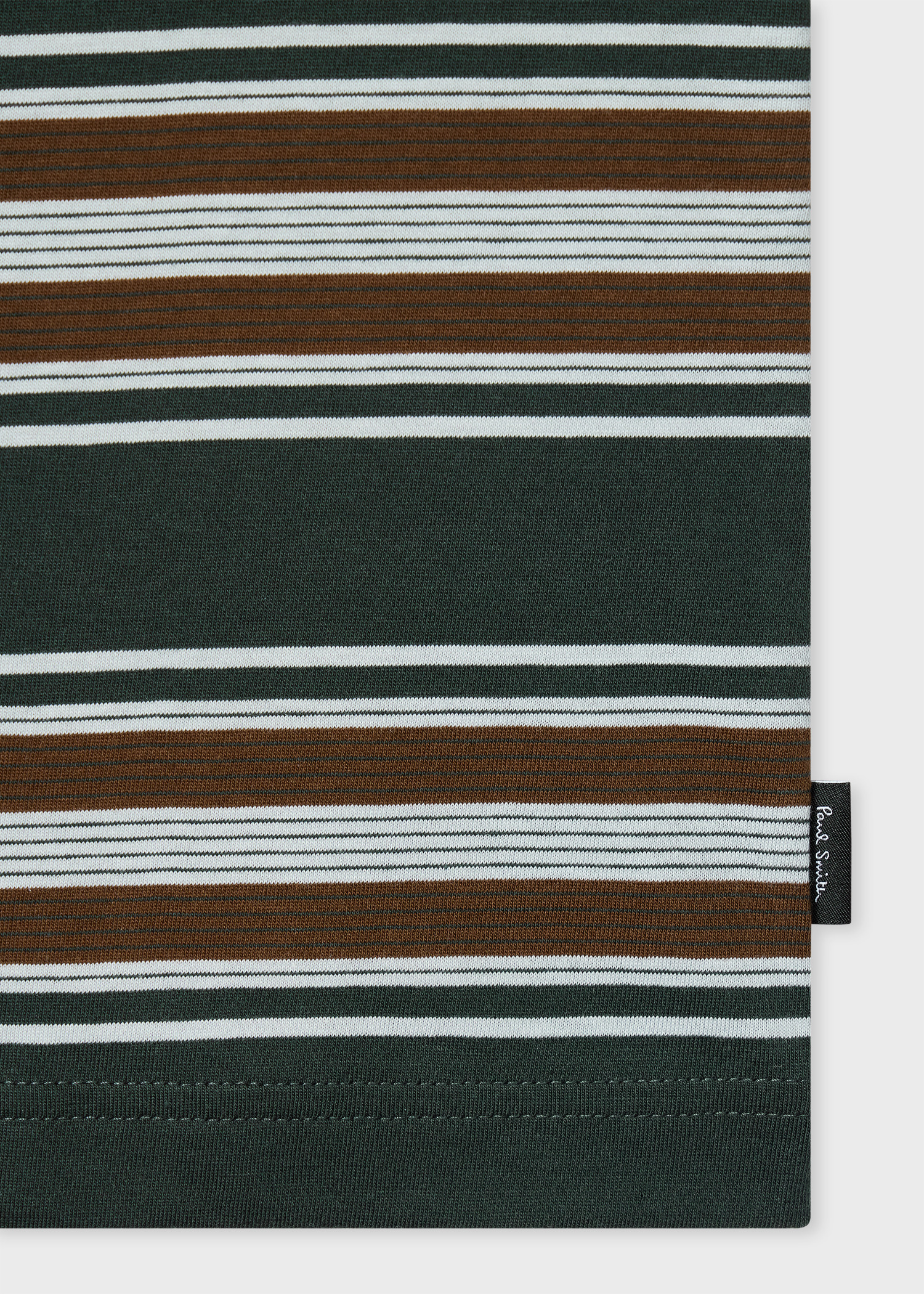 Dark Green Stripe Cotton T-Shirt - 2