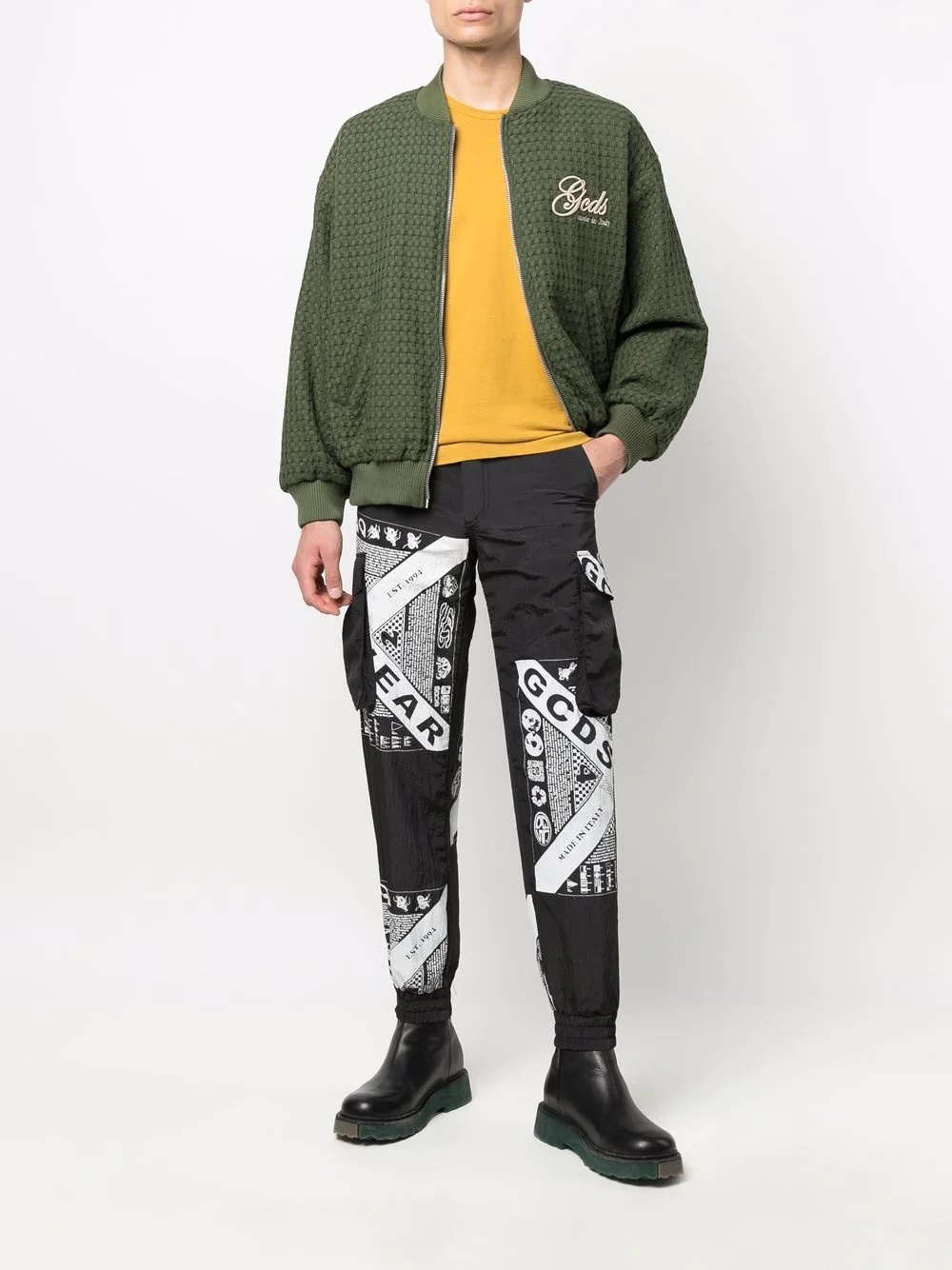 mix-print tapered trousers - 2