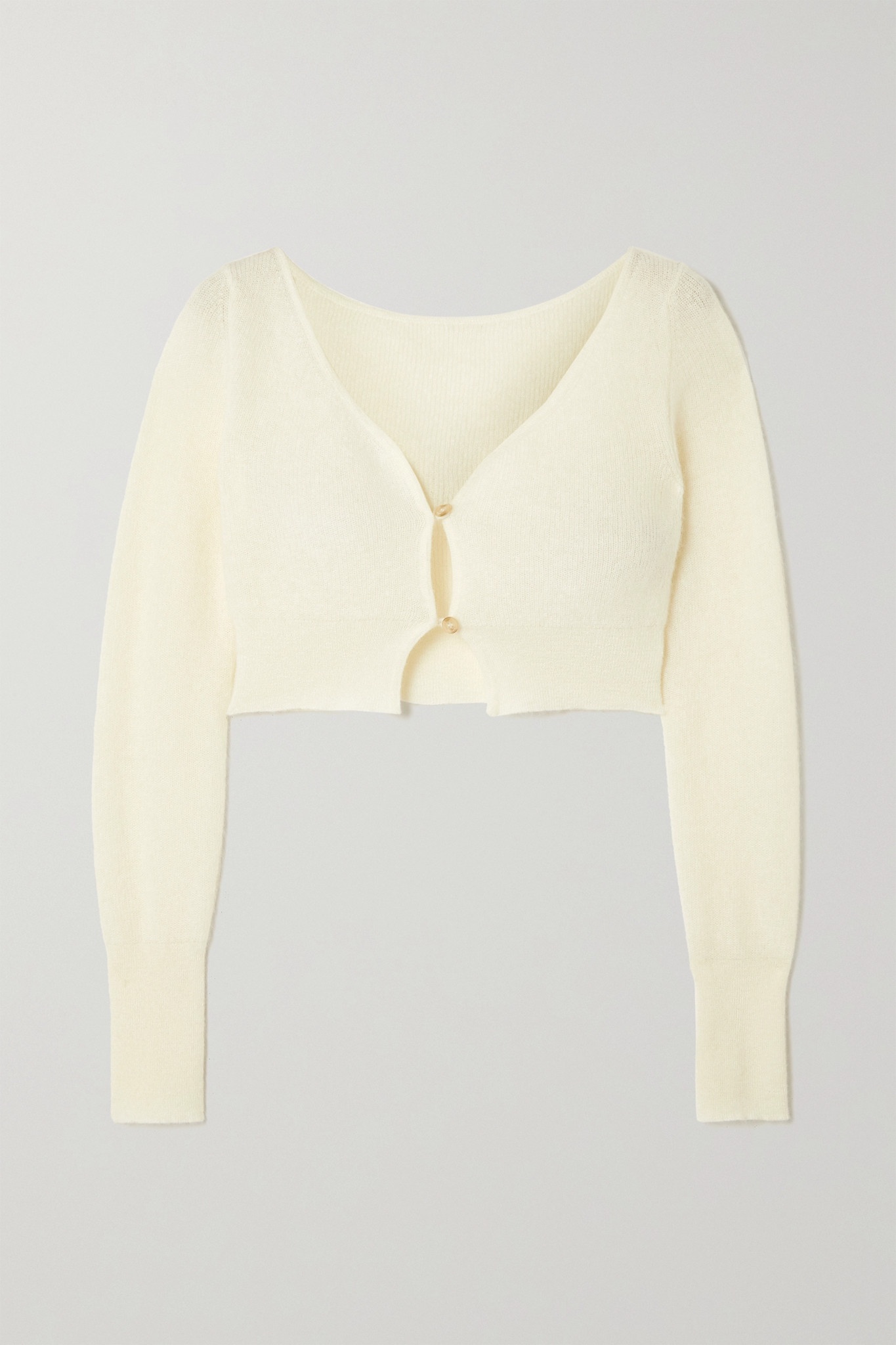 Alzou cropped mohair-blend cardigan - 1