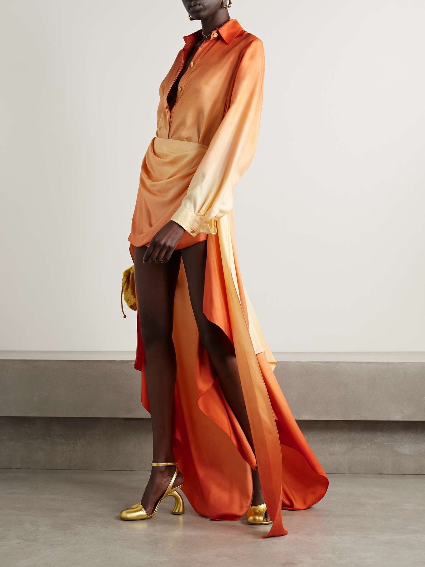 【Dries Van Noten】ネイビー サテン パネル フーディ DRIES VAN NOTEN シルクツイル コート フローラルプリント