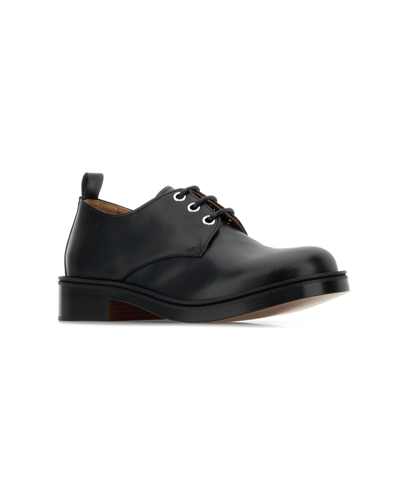 Black Leather Lace-up Shoes - 2