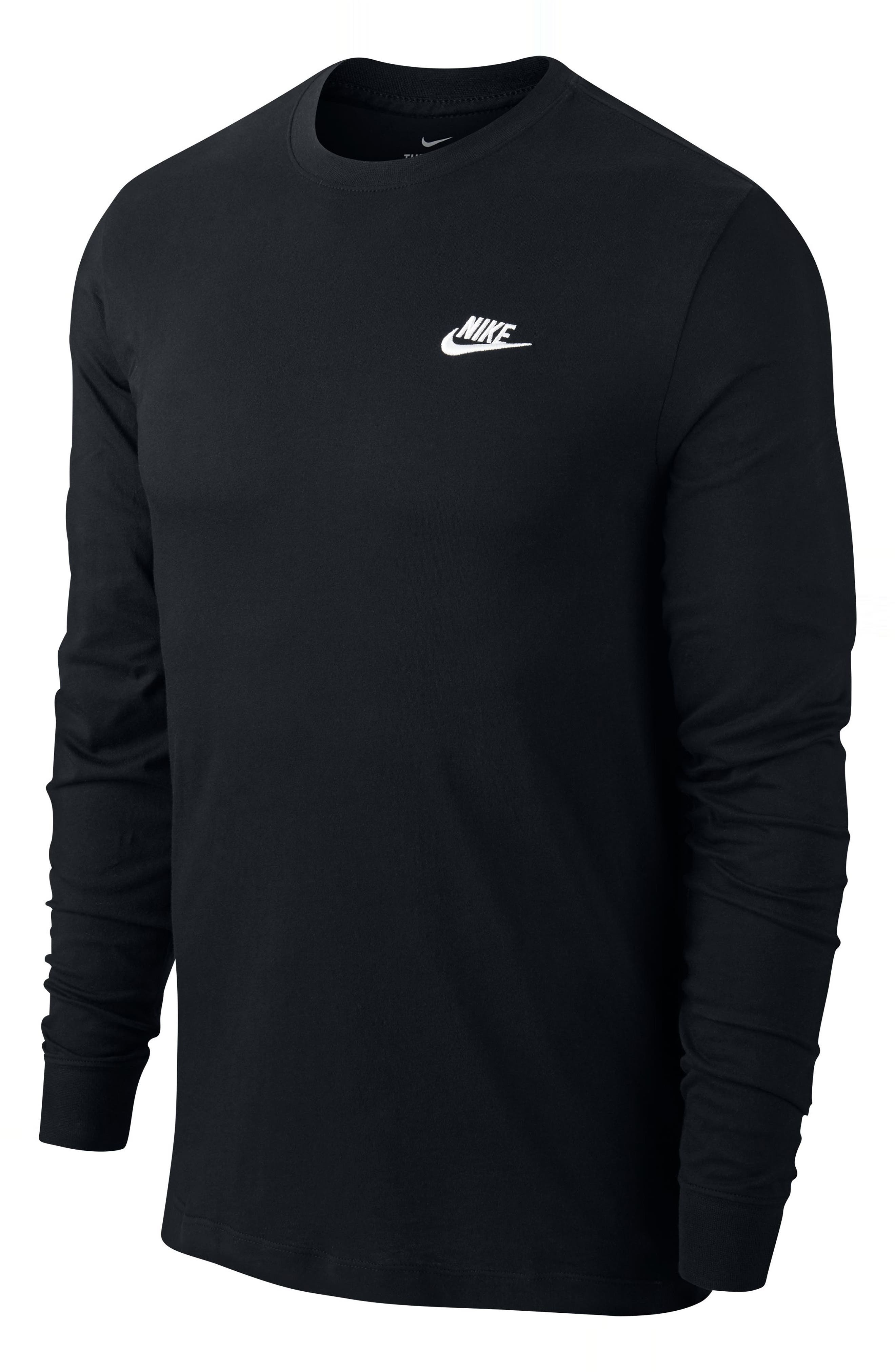 Nike Sportswear Club Long Sleeve T-Shirt in Black/white at Nordstrom - 4