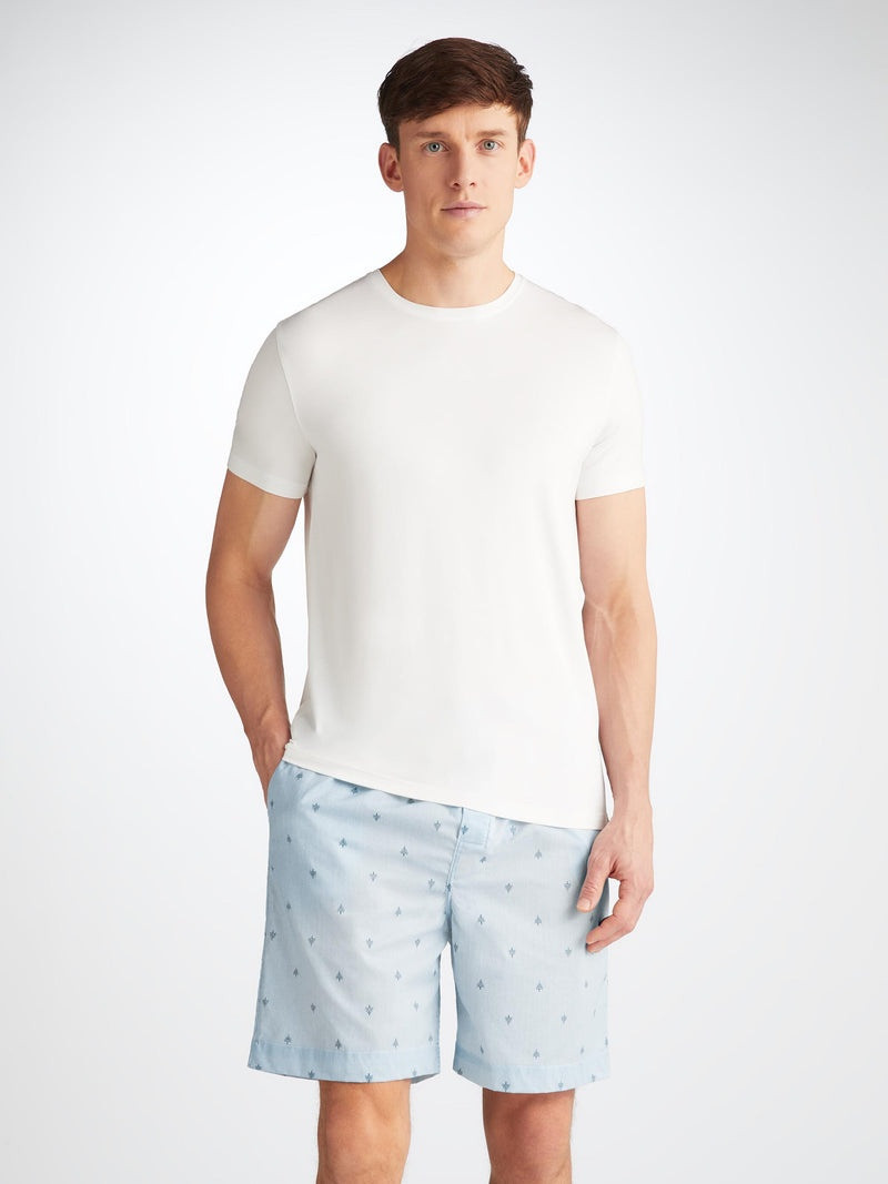 Derek Rose Men's Lounge Shorts Nelson 100 Cotton Batiste Blue outlook