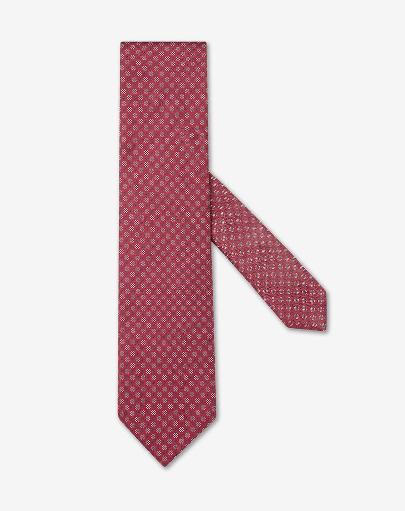 Burgundy pure silk tie with micro floral pattern 1