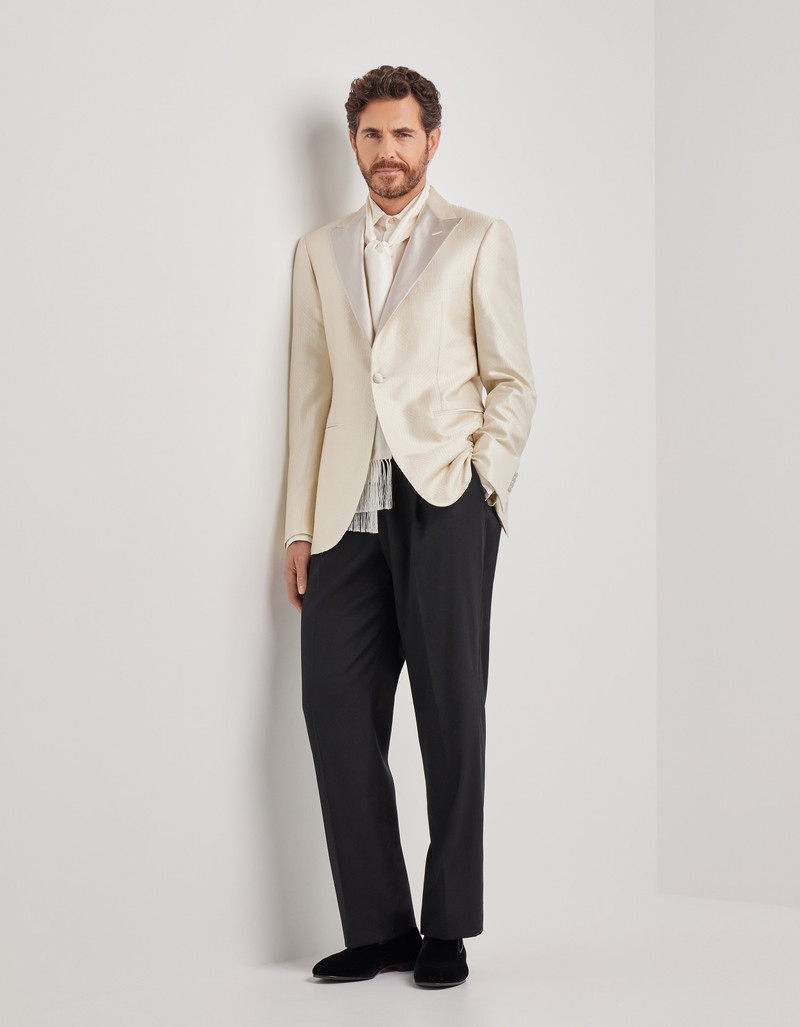Canali CHAMPAGNE SINGLE-BREASTED SILK REGULAR FIT TUXEDO JACKET outlook
