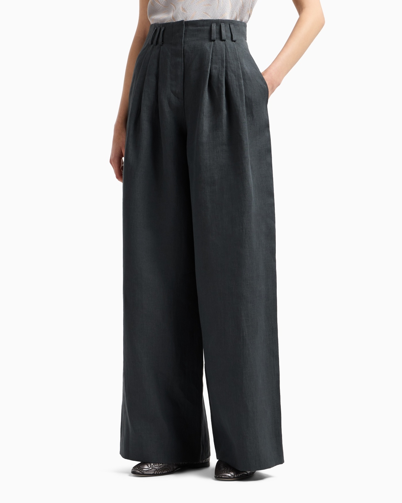WIDE-LEGGED LINEN TROUSERS - 2