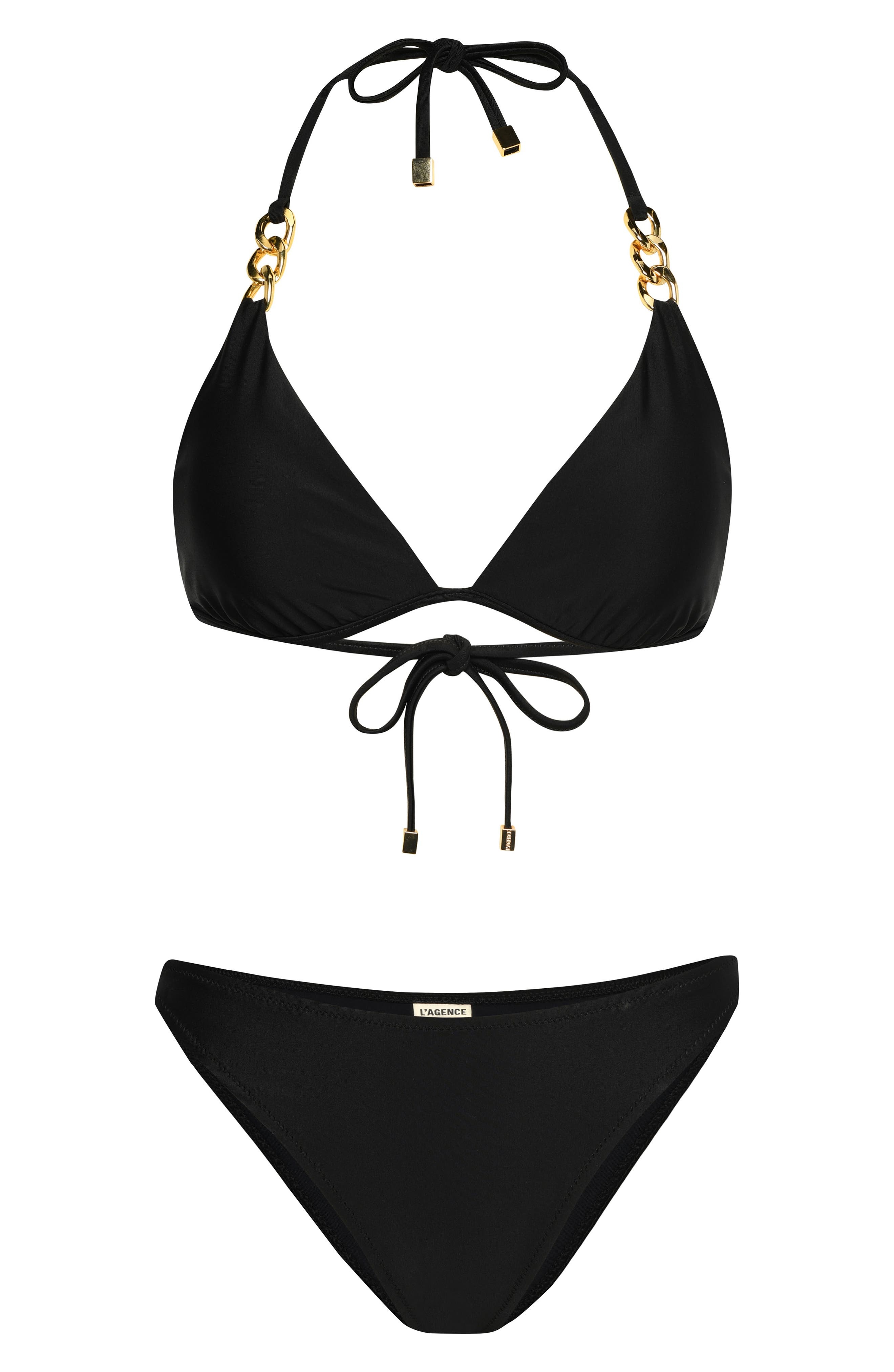 L'AGENCE Jean Bikini Bottoms in Black at Nordstrom - 4