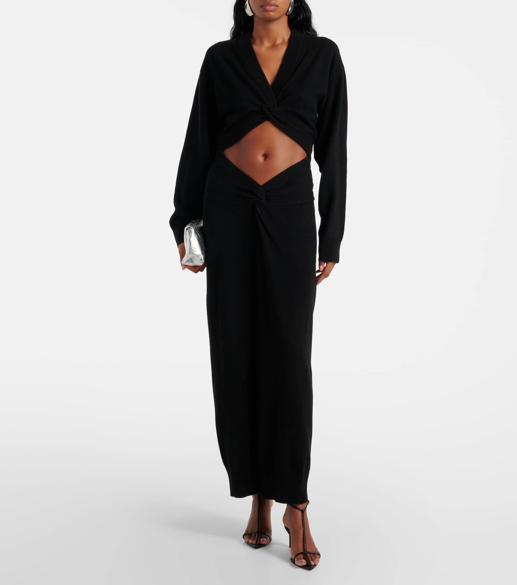 Gathered cutout wool and cashmere maxi dress - 2