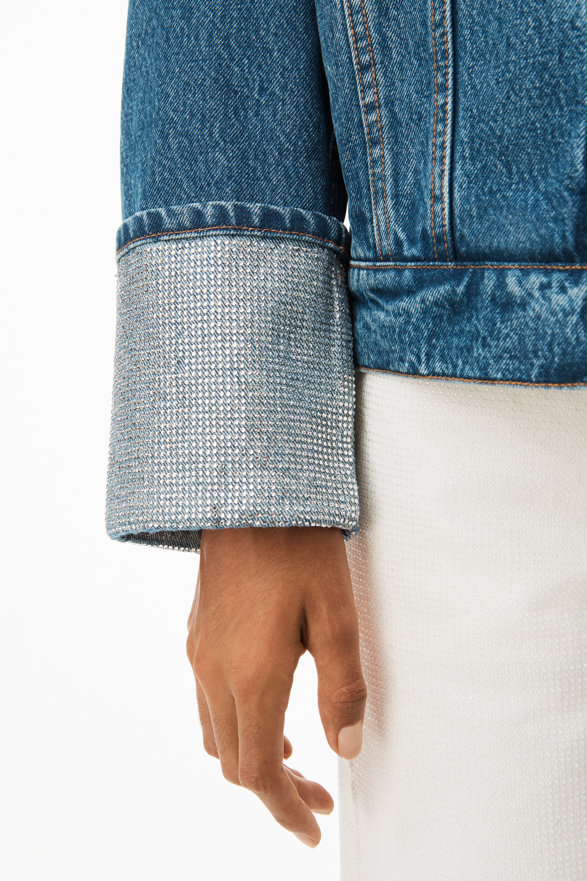 CRYSTAL CUFF TRUCKER JACKET IN DENIM - 6