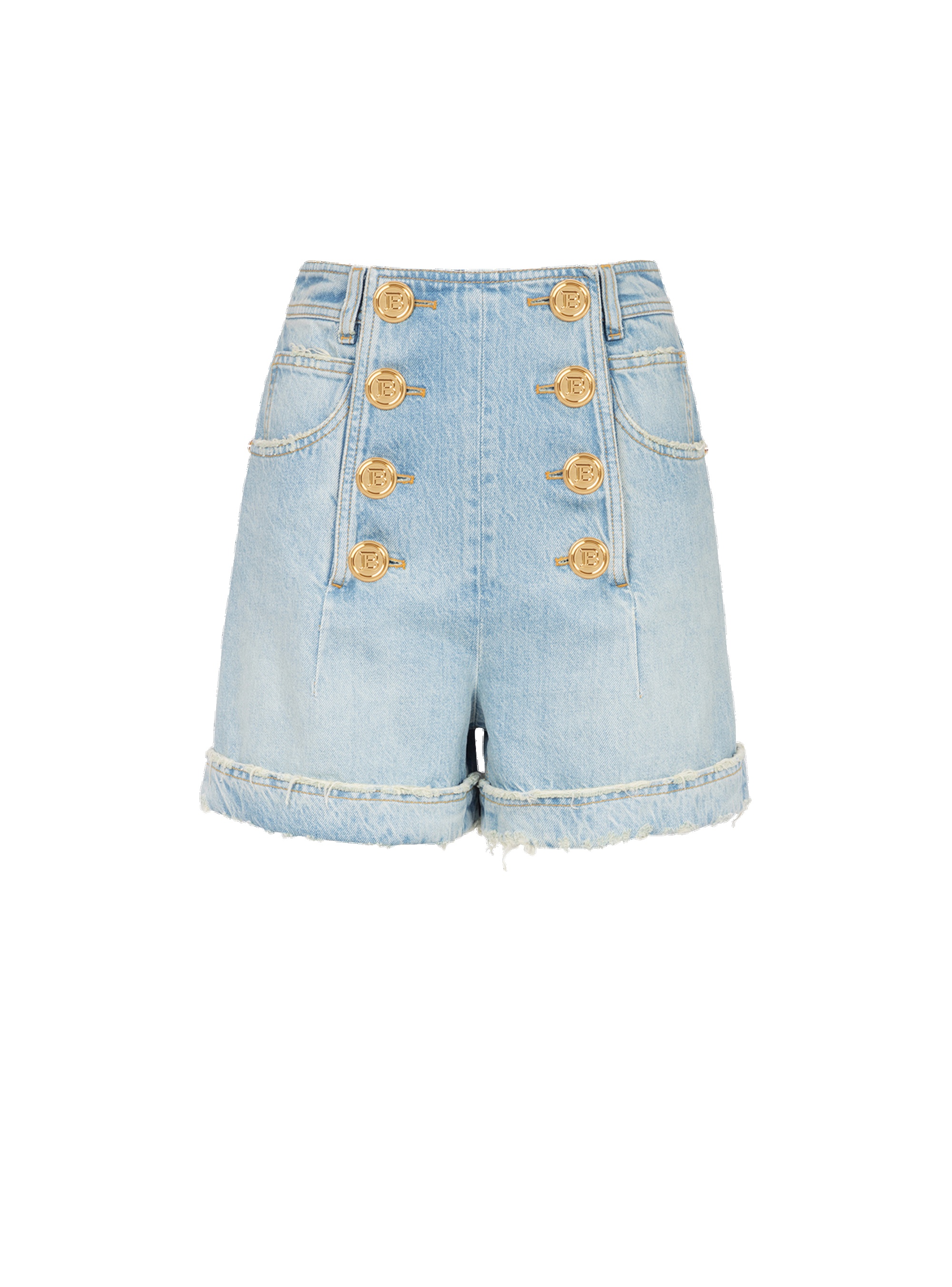 Eco-designed denim high-waisted shorts - 1