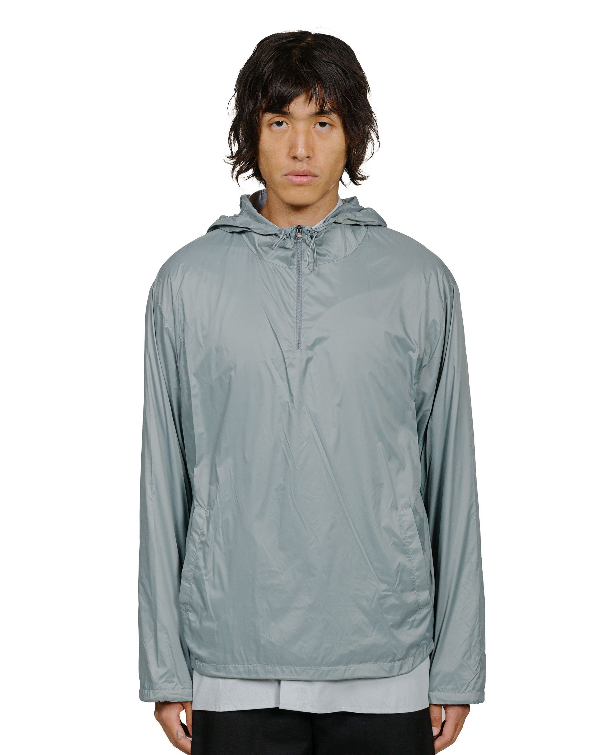 Glossy Nylon Half Zip-Up Jumper Blue Grey - 2