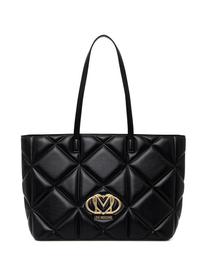 quilted logo-plaque tote bag 1