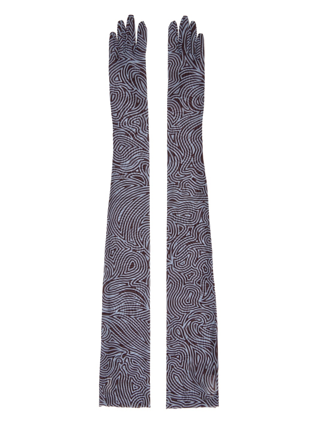 Blue & Brown Printed Mesh Gloves - 1
