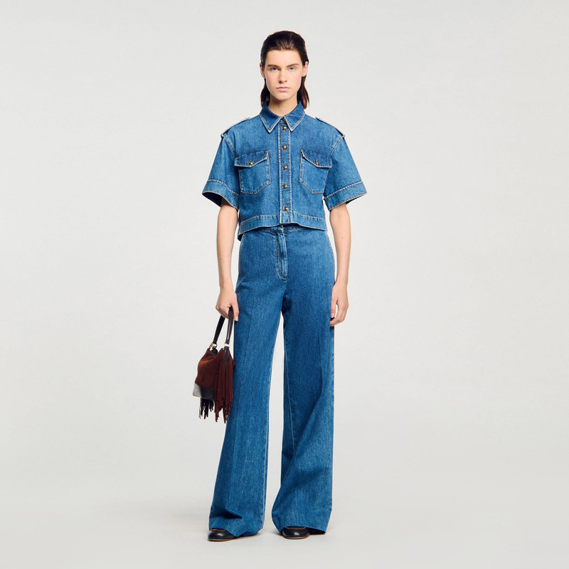 Sandro CROPPED DENIM SHIRT outlook