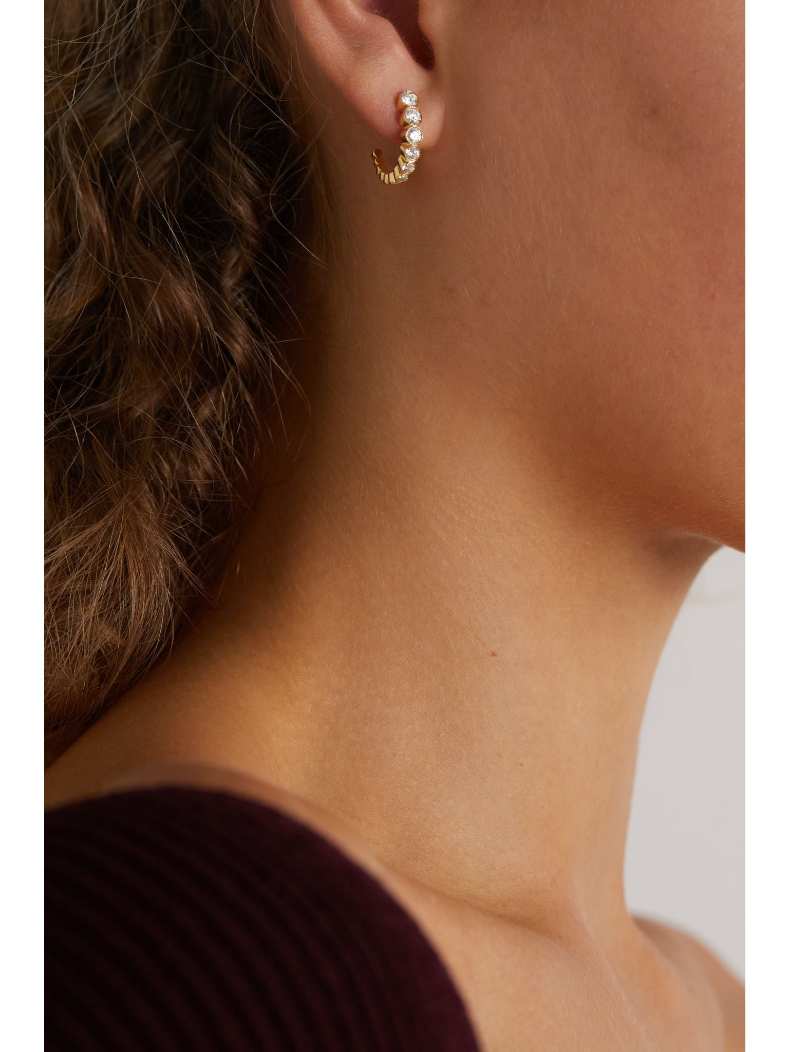 Boucle Ensemble 18-karat gold diamond single hoop earring Gold - 2
