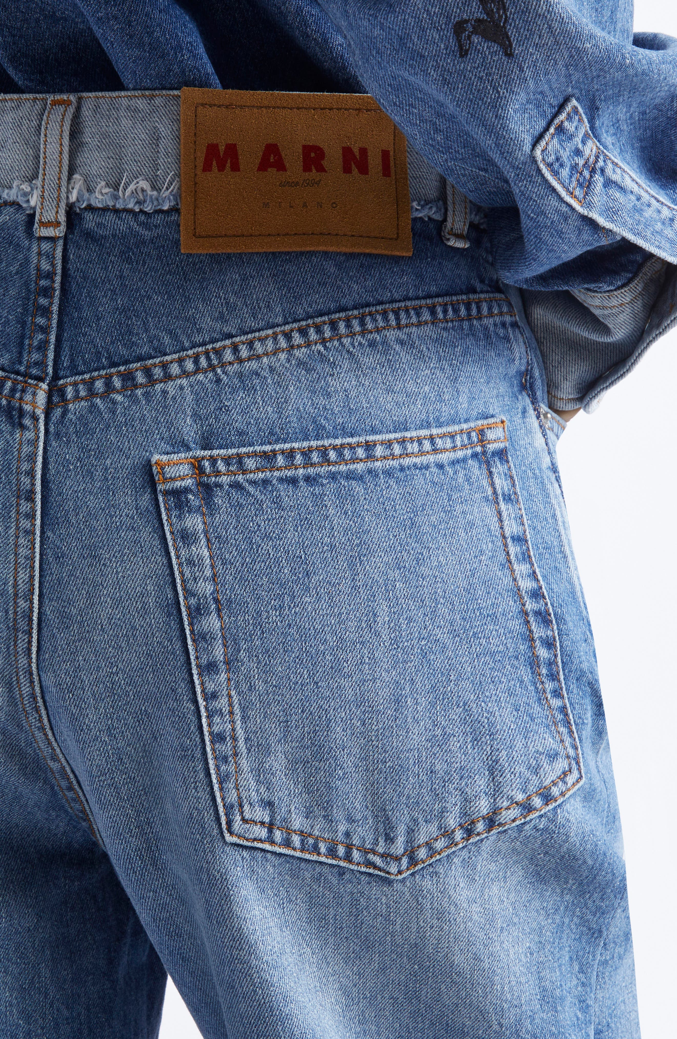 Marni Embroidered Spliced Jeans in Azure at Nordstrom - 5