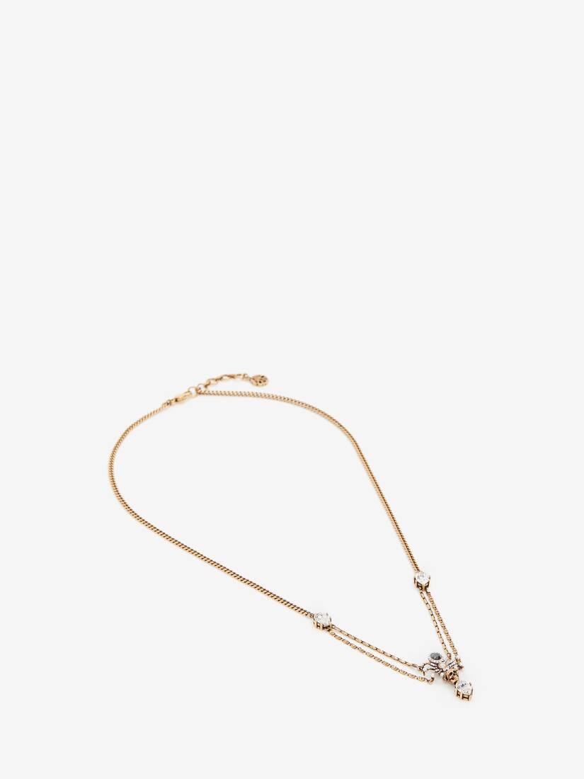 Jewelled Spider Necklace in Gold - 3