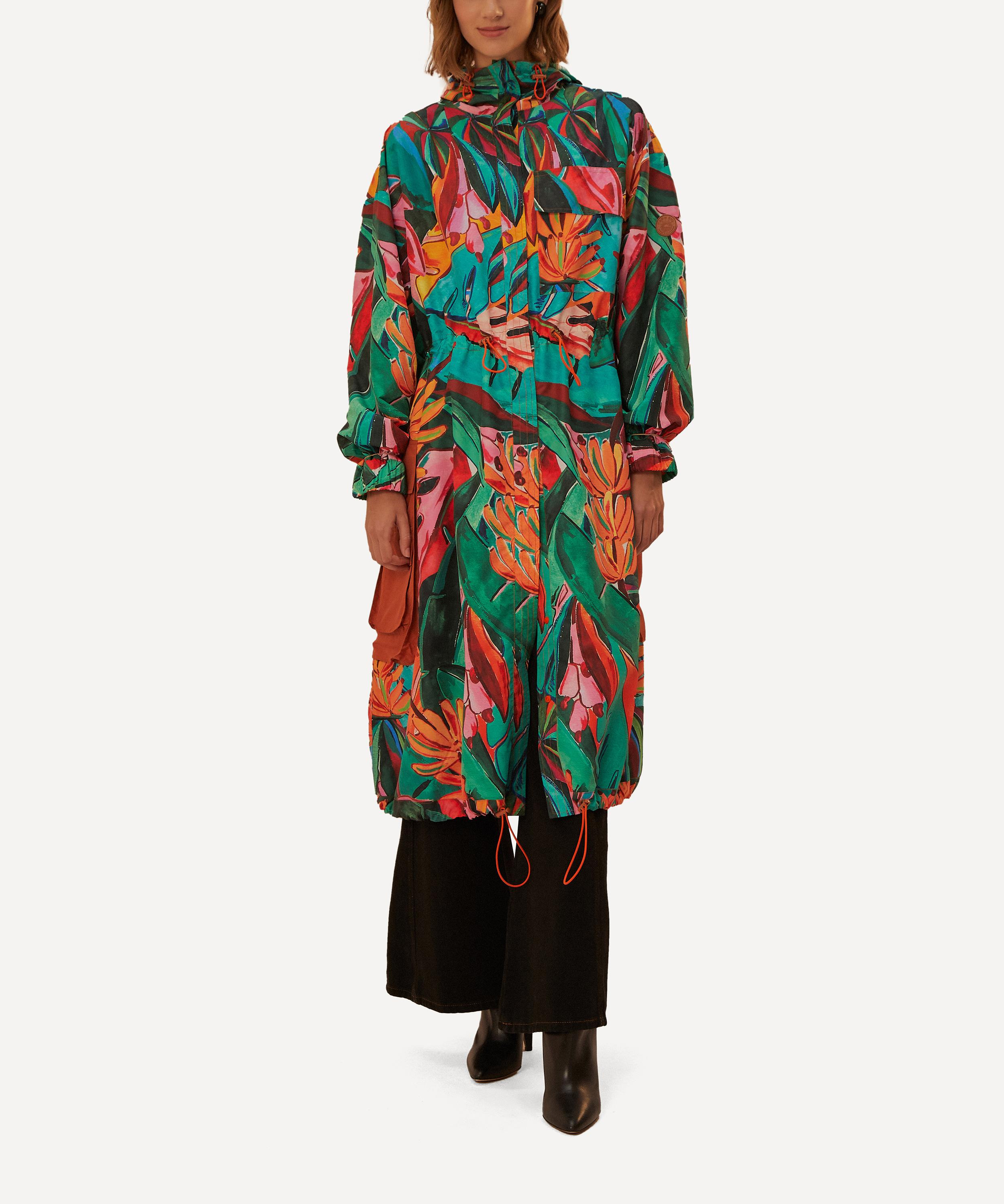 Green Banana Foliage Maxi Raincoat - 2