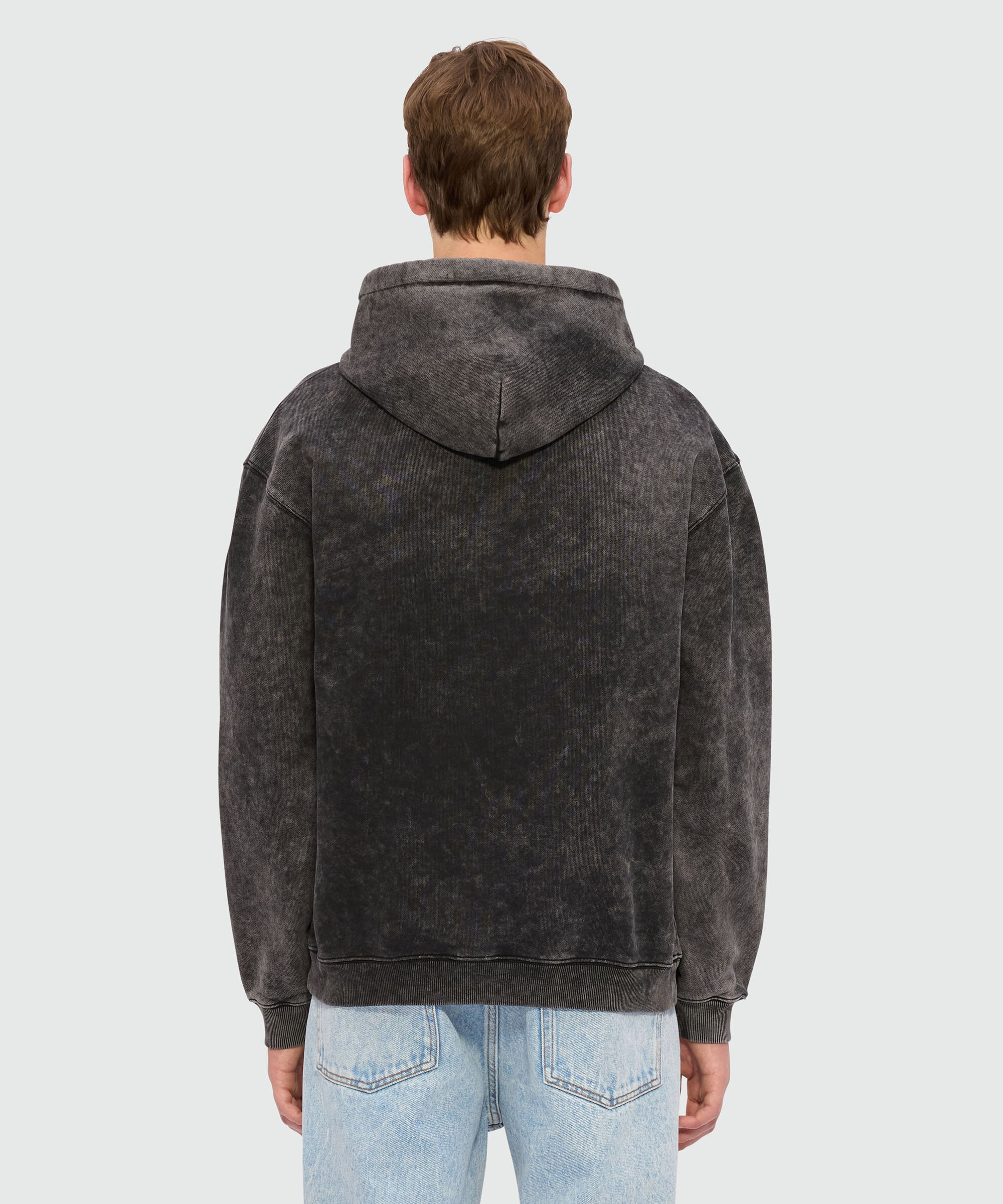 Black marbled jersey hoodie with "Family Business" print - 3