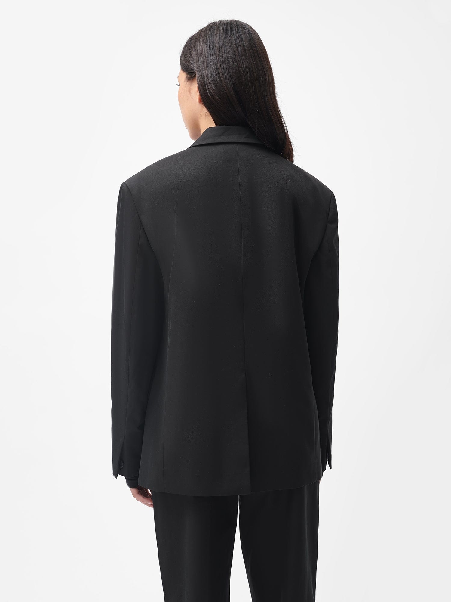 Women's Organic Cotton Oversized Tailored Blazer - Black - 3
