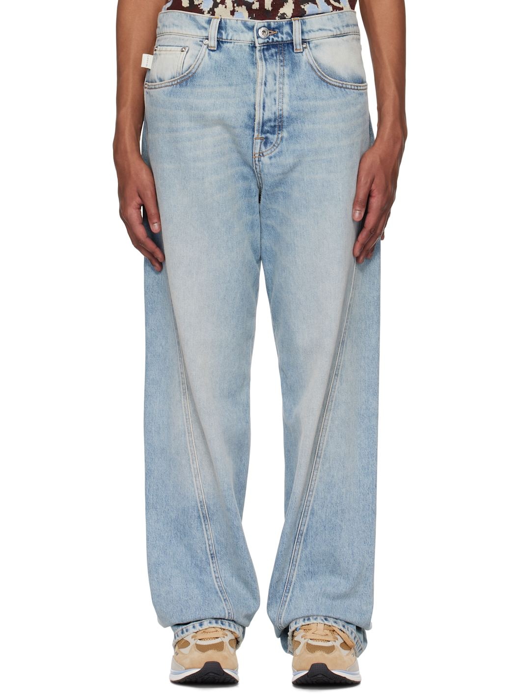 Blue Twisted Straight-Leg Jeans - 1