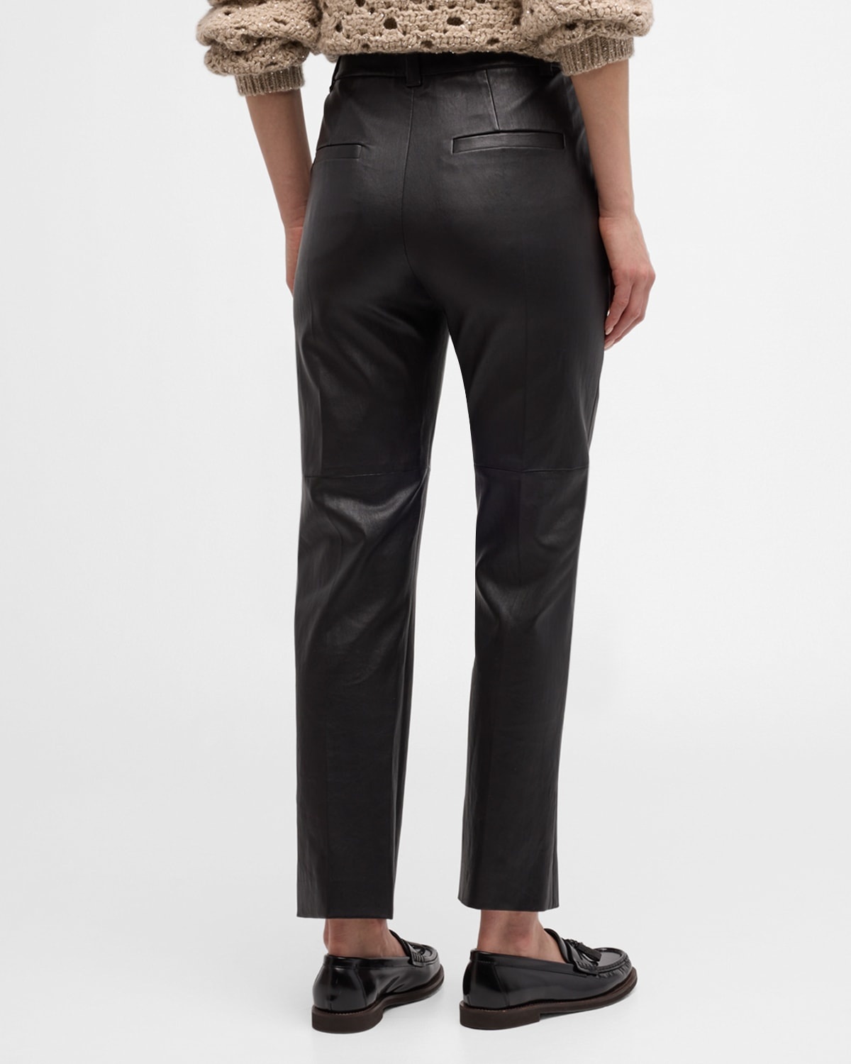 Nappa Leather Straight-Leg Trousers - 6