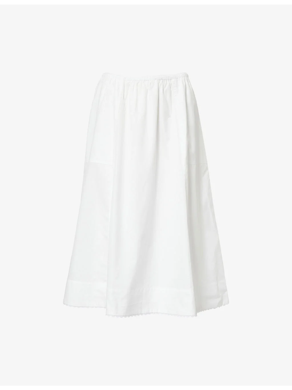 Scalloped-Hem Full Cotton Midi Skirt - 1