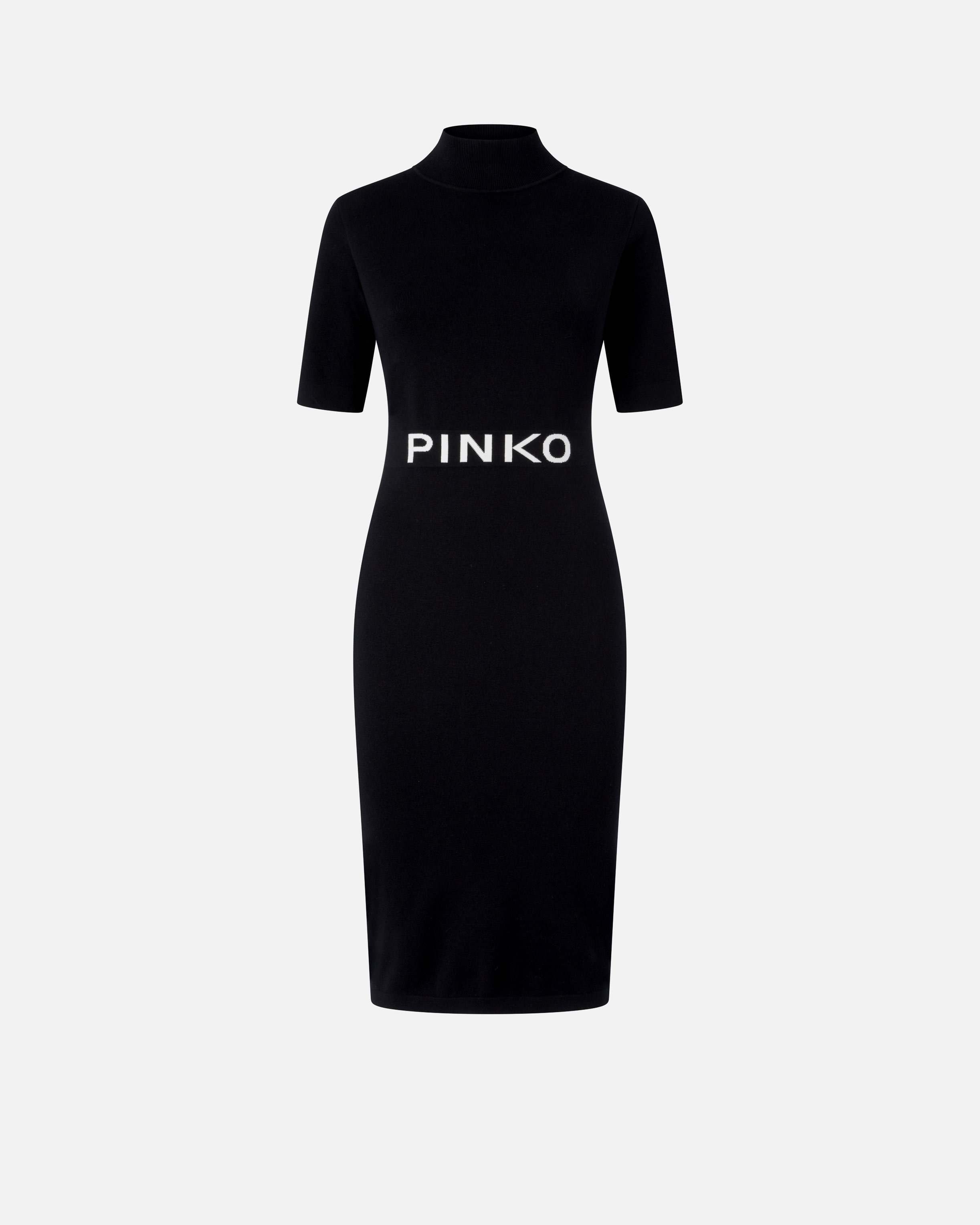 KNITTED MIDI DRESS WITH PINKO LOGO - 1