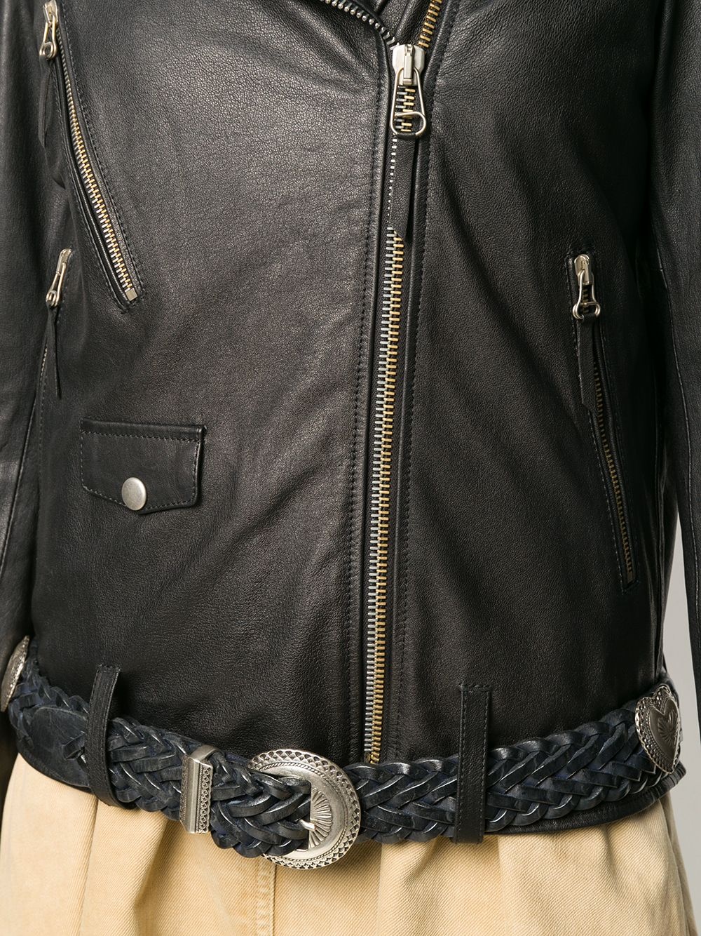 belted biker jacket - 5