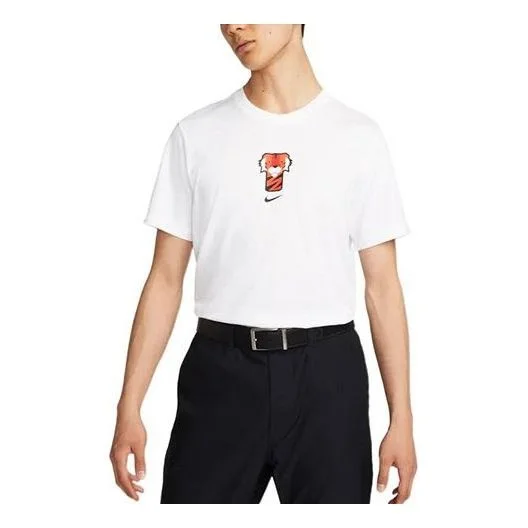 Men's Nike Tiger Woods Frank Cartoon Printing Round Neck Short Sleeve White T-Shirt DR7722-100 - 1