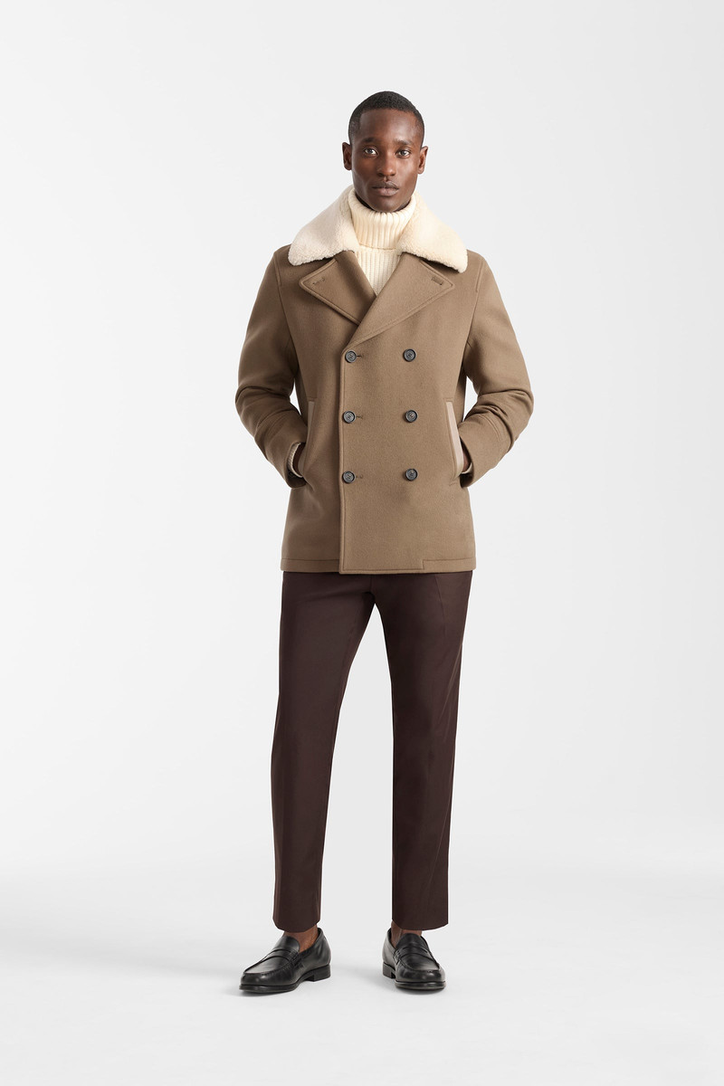 COLE-Z wool double-breasted jacket with shearling collar 8