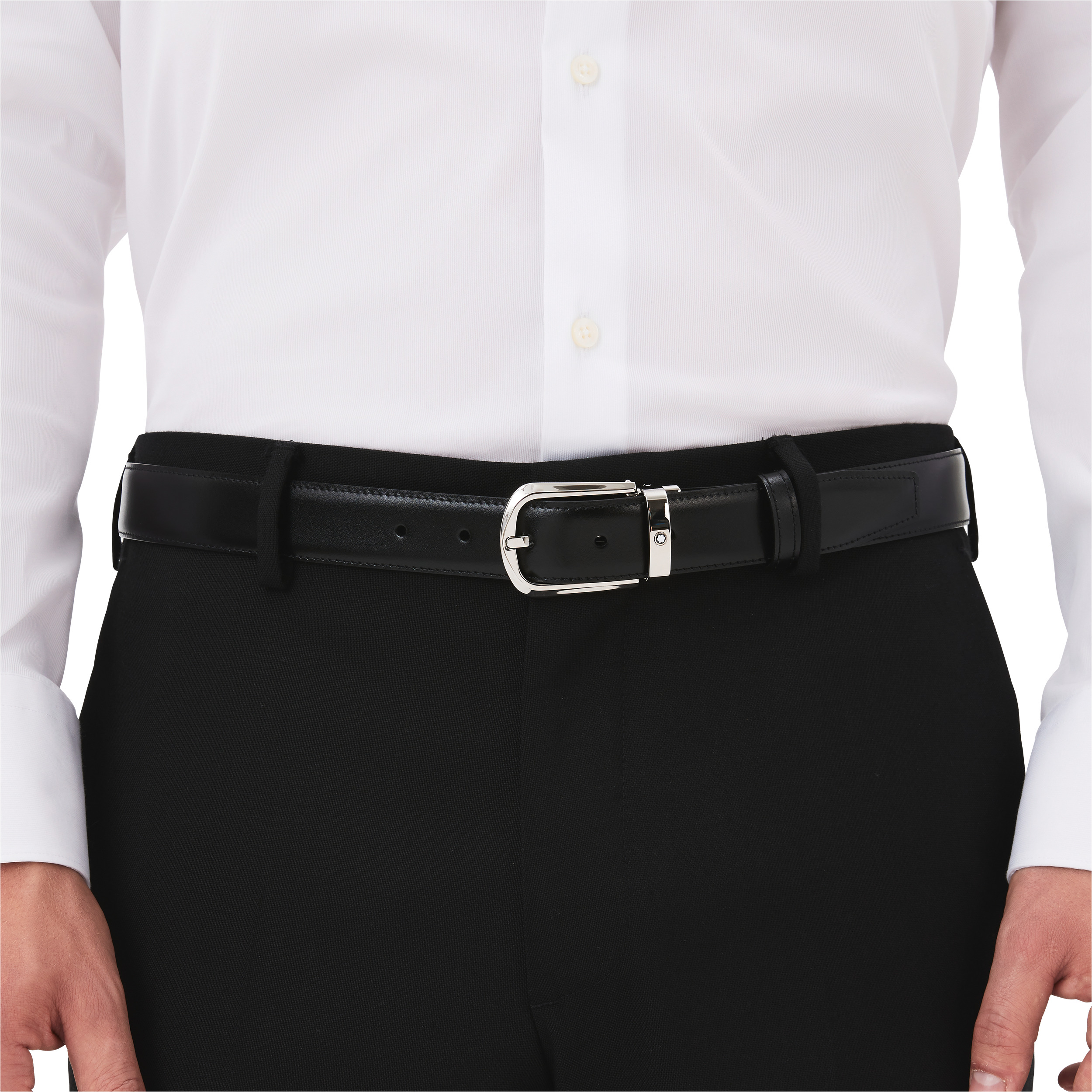 Horseshoe buckle black/brown 30 mm reversible leather belt - 2